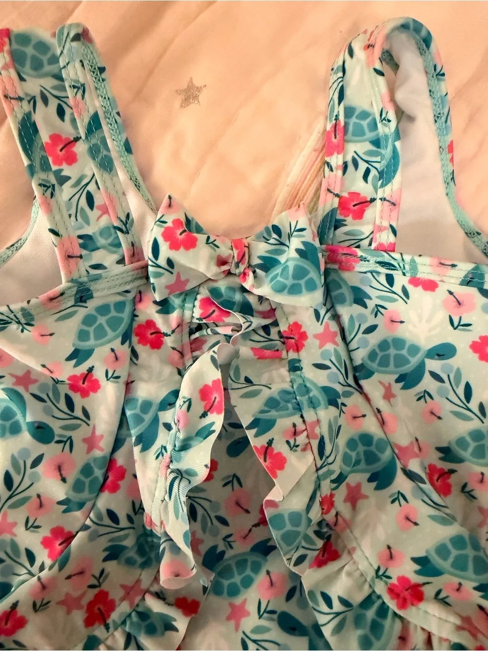 Flap Happy NWT Delaney Hip Ruffle (Floral & Turtle) One-Piece Swimsuit